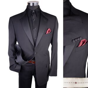 Joseph Abboud Tuxedo Blazer Mens Solid Black Dinner Jacket Coat Sz 40L 2-Button